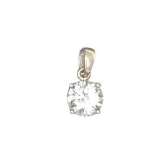 Sterling silver and cubic zirconia round necklace pendant sparkling - Picture 2 of 4